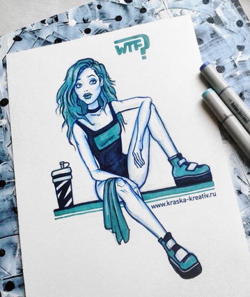 Рисунки для срисовки маркерами девушки