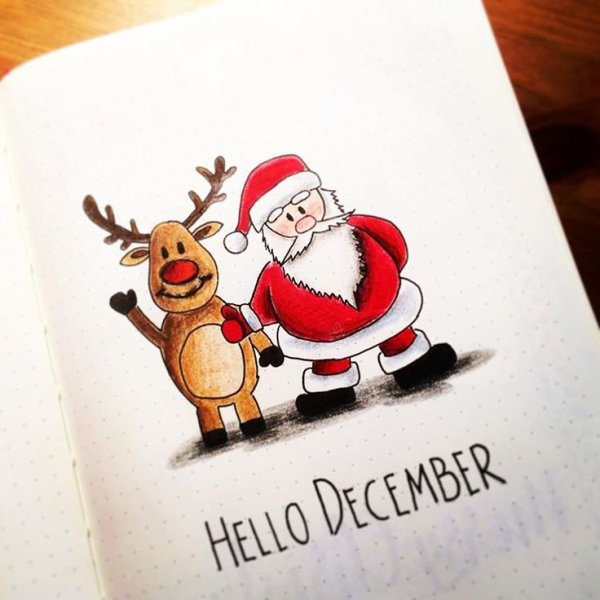 Рисунки на новый год в скетчбук