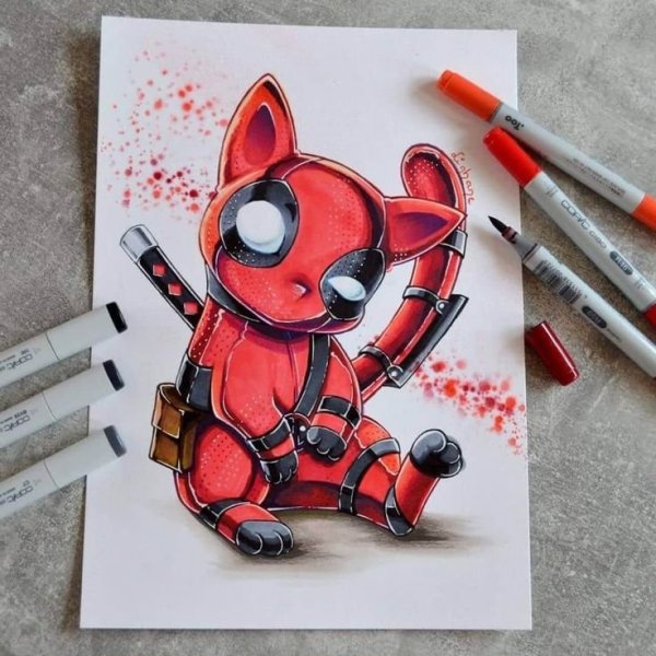 Скетчи маркерами животные