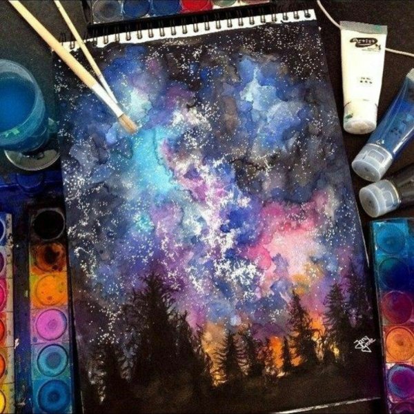 Картина космос красками