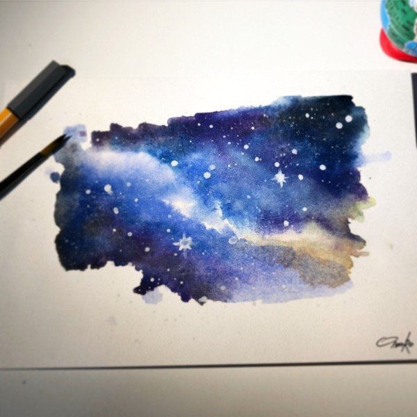 Скетчи космос акварелью