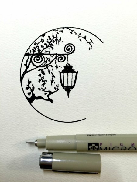 Рисунки чёрной гелевой ручкой