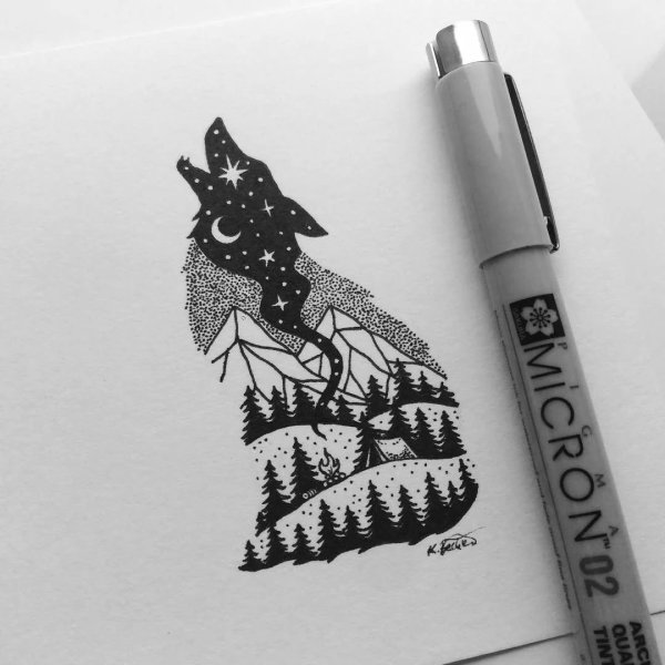 Рисунки чёрной ручкой
