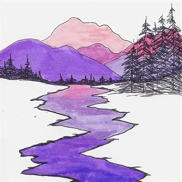 Пейзаж рисунок легкий