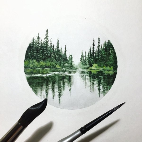Рисование маркерами природа