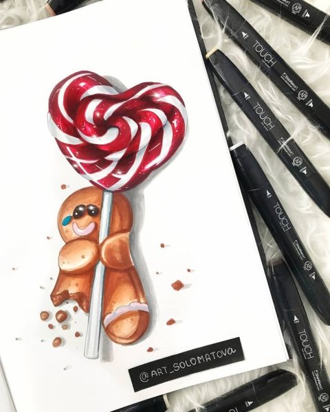 Новогодние скетчи маркерами