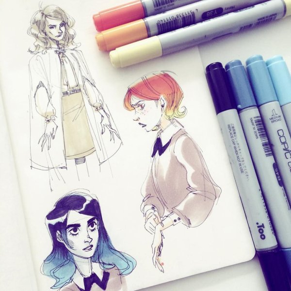 Портрет Фрида маркерами Copic