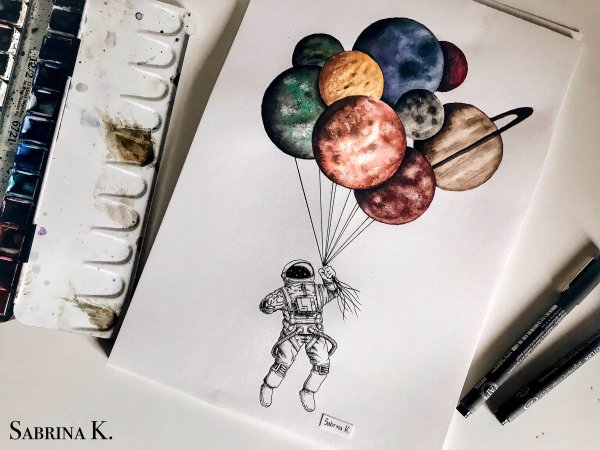Космос акварелью для начинающих