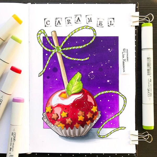 Рисунки маркерами еда Лиза Краснова