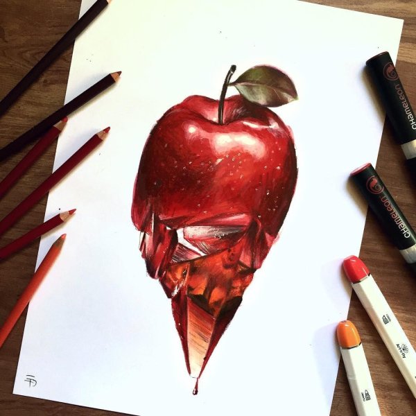 Яблоконарисоввание маркерами