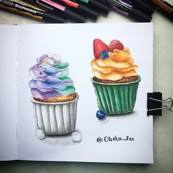 Скетчи маркерами сладости