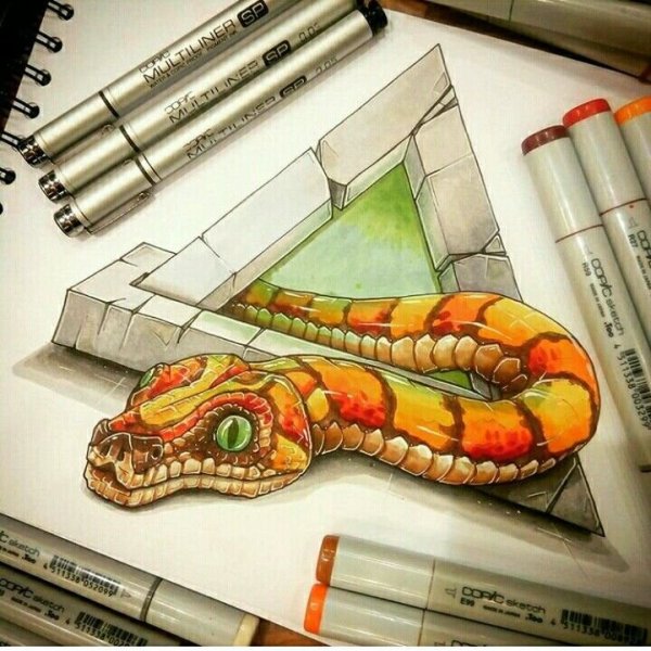 Рисунки маркером на бумаге