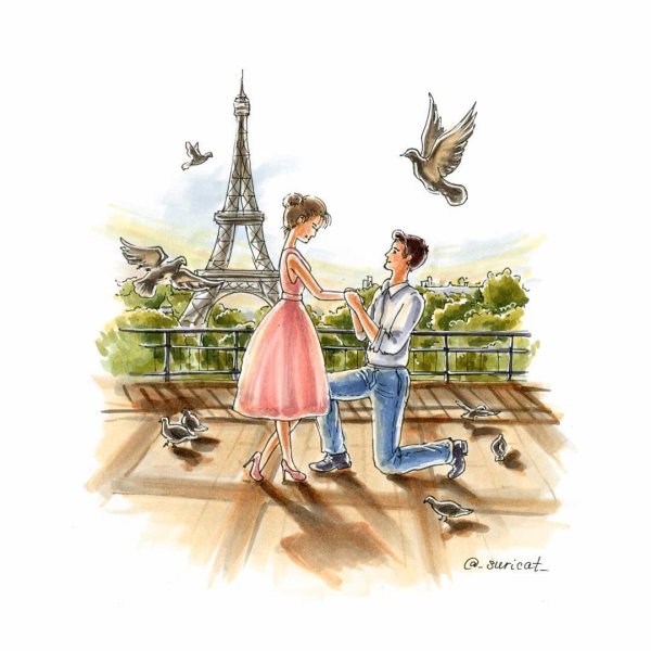 Париж рисунок маркерами