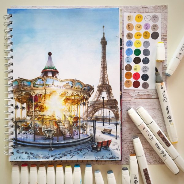 Скетчинг архитектура маркерами Париж