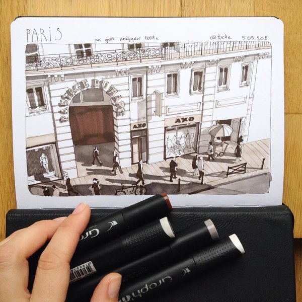 Скетчинг архитектура маркерами Париж