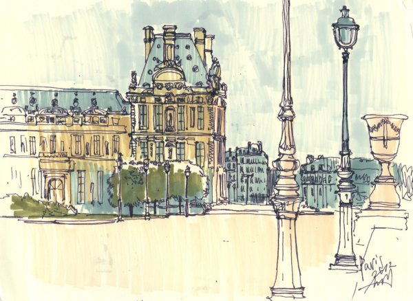 Скетчинг зарисовки Парижа