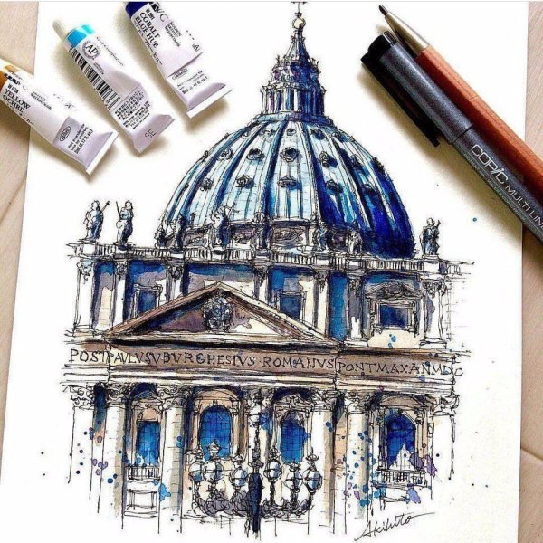 Скетчи маркерами архитектура Питера