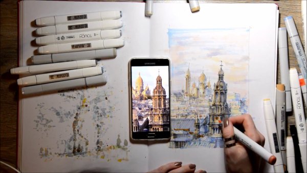 Скетчинг маркерами Париж