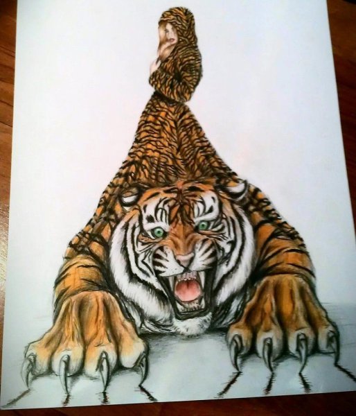 Тигр маркерами