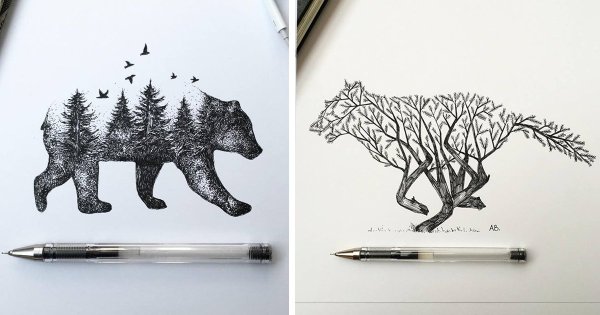 Рисунок гелиевой ручкой