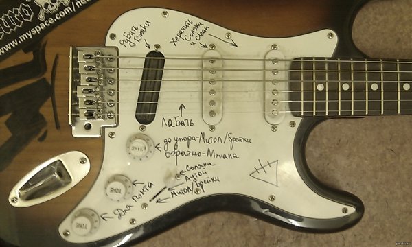 Надписи на электрогитарах