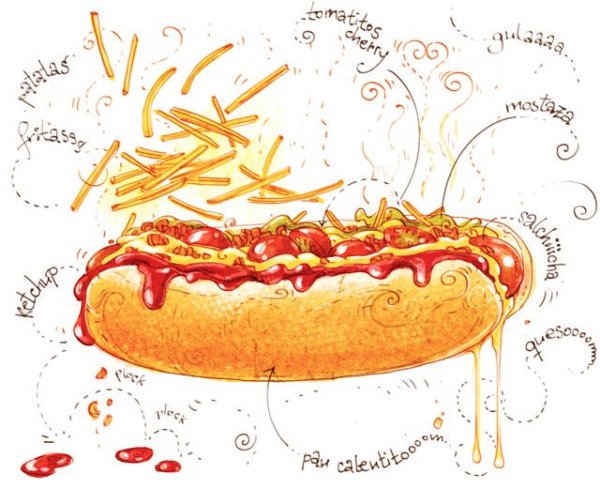 Хот дог рисованный