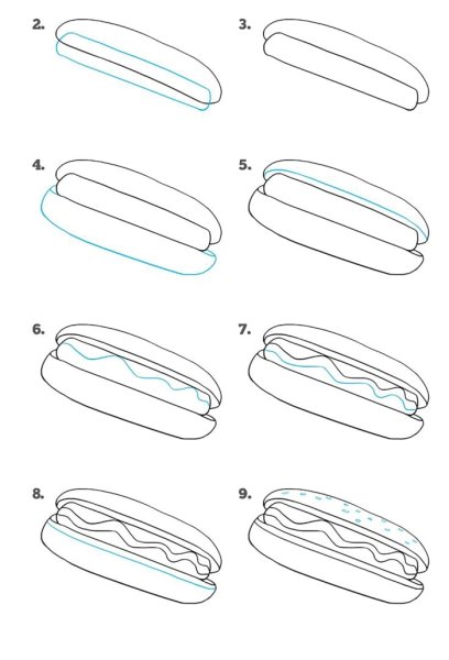 Хот дог срисовать