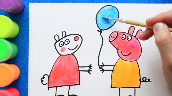 Пеппа рисунок красками