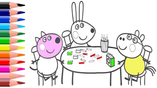 Разукрашка Свинка Пеппа с образцом