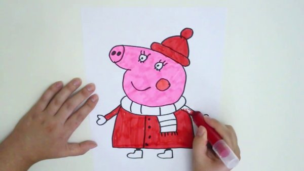 Свинка рисунок фломастерами