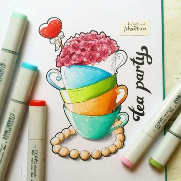 Маленькие рисунки маркерами