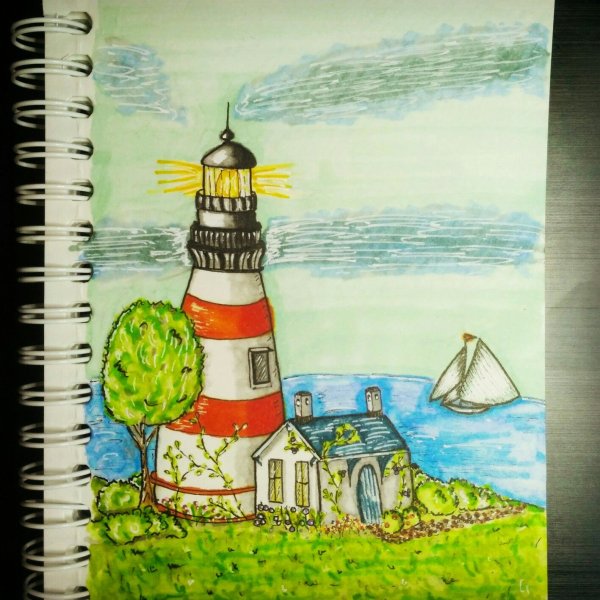 Скетчинг маркерами Маяк Маяк