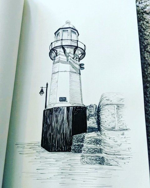 Скетч маркерами Маяк