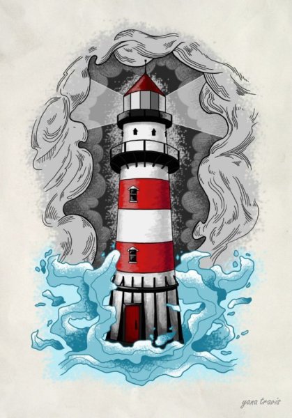 Тату Маяк Олд скул