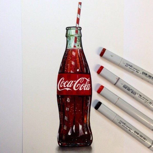 Бутылка колы маркерами