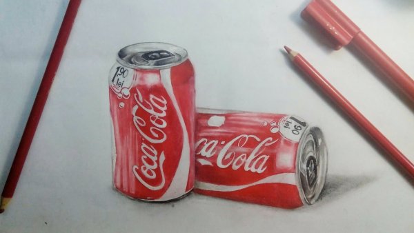 Банка колы карандашом