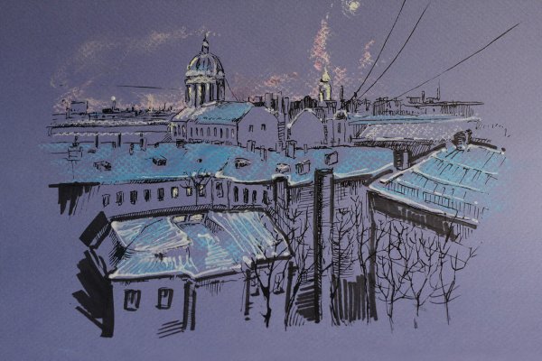 Городские зарисовки пастелью