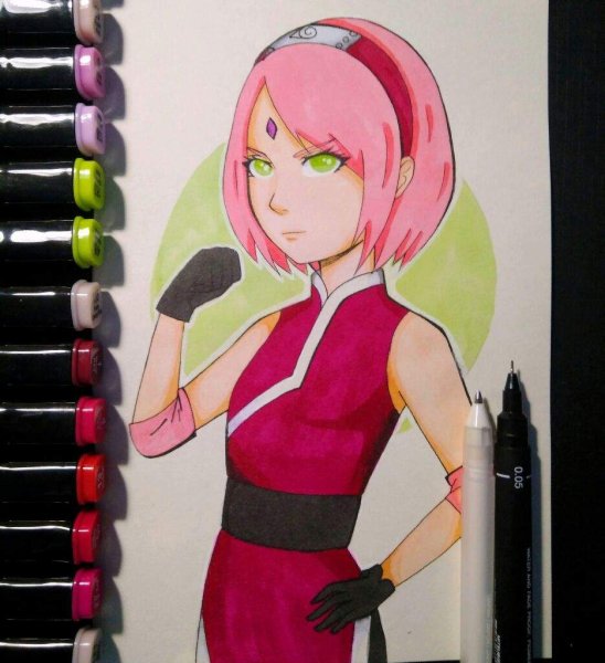 Сакура Харуно маркером