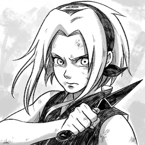 Сакура Харуно чёрно белая