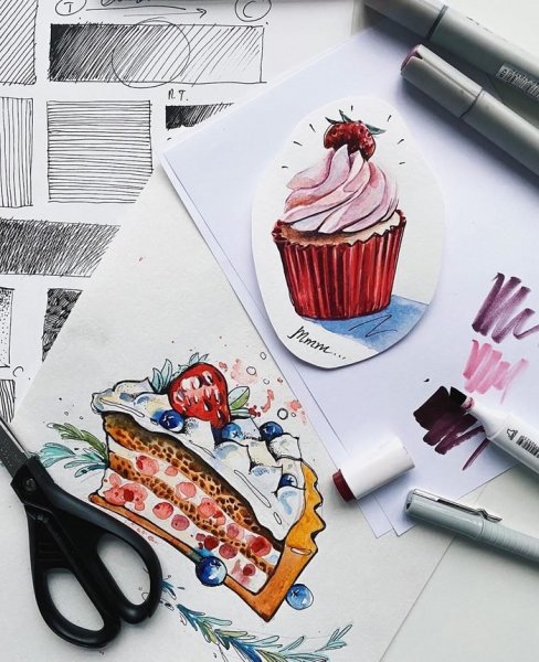 Рисунки спиртовыми маркерами