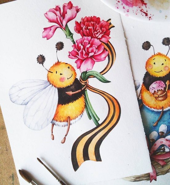 Пчела скетч маркерами