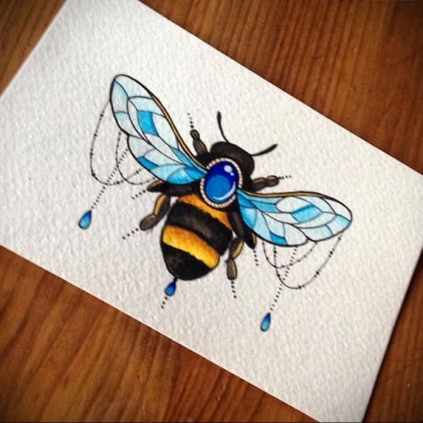 Пчела эскиз цветной