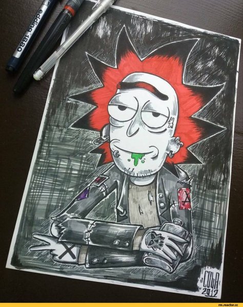 Рик и Морти рисунок маркерами