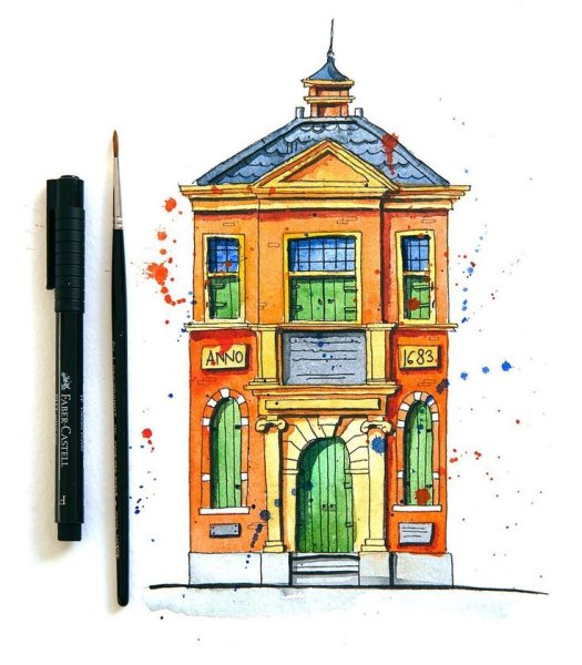 Домик маркерами