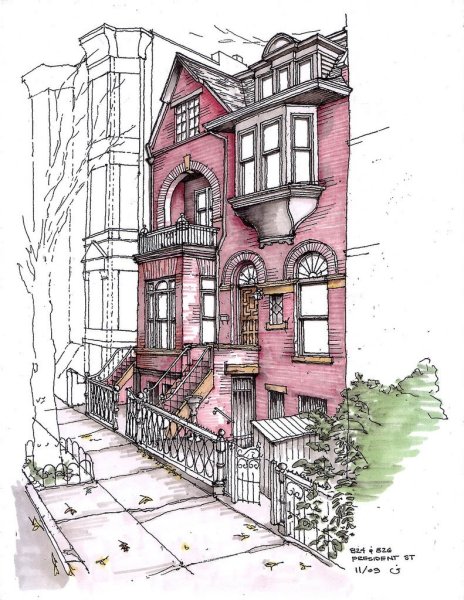 Архитектурные зарисовки маркерами