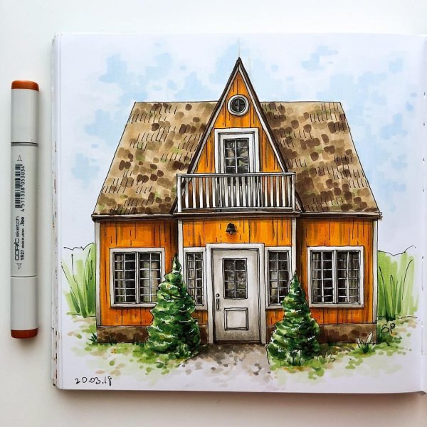 Домик маркерами