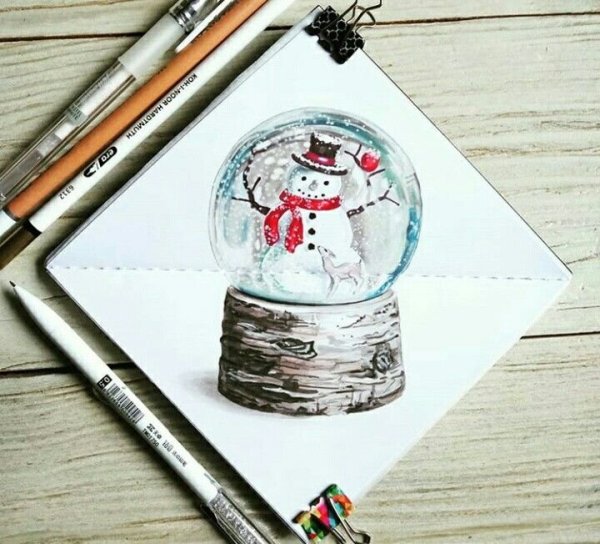 Новогодние скетчи маркерами