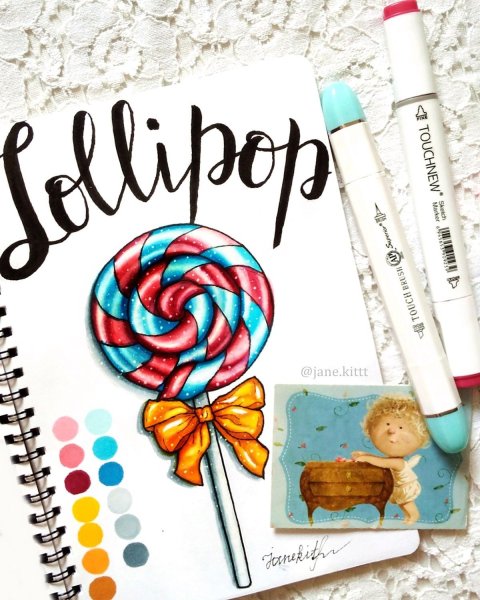 Леденец маркерами для скетчинга