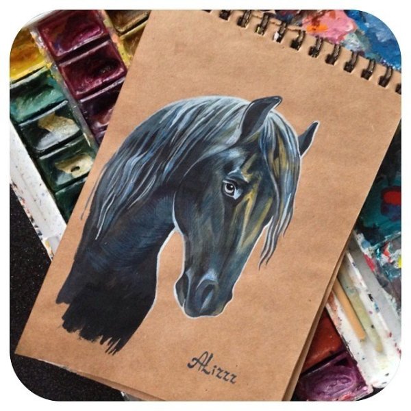 Лошадь скетч маркерами