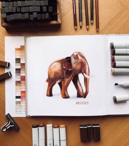 Лошадь скетч маркерами